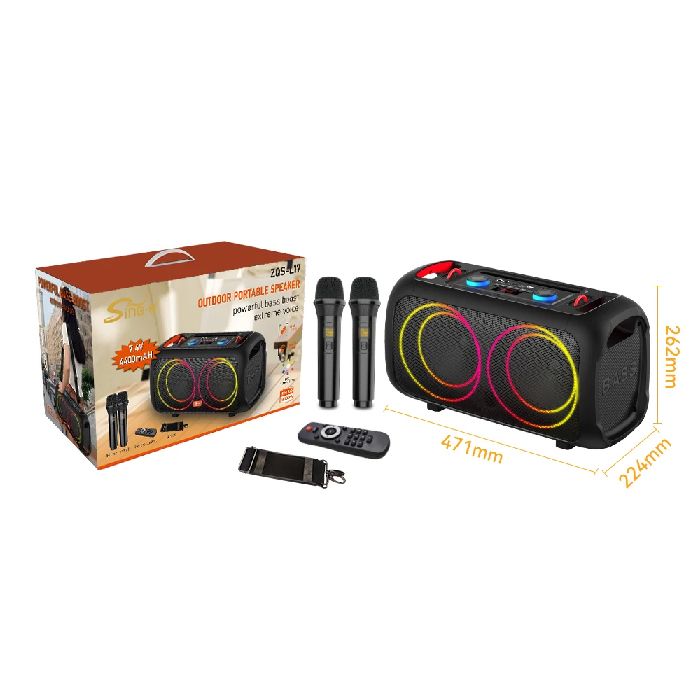 Enceinte Bluetooth Portable ZQS-L17 40W avec 2 Micros Sans Fil, LED RGB, FM, USB, TF et Télécommande – Image 5