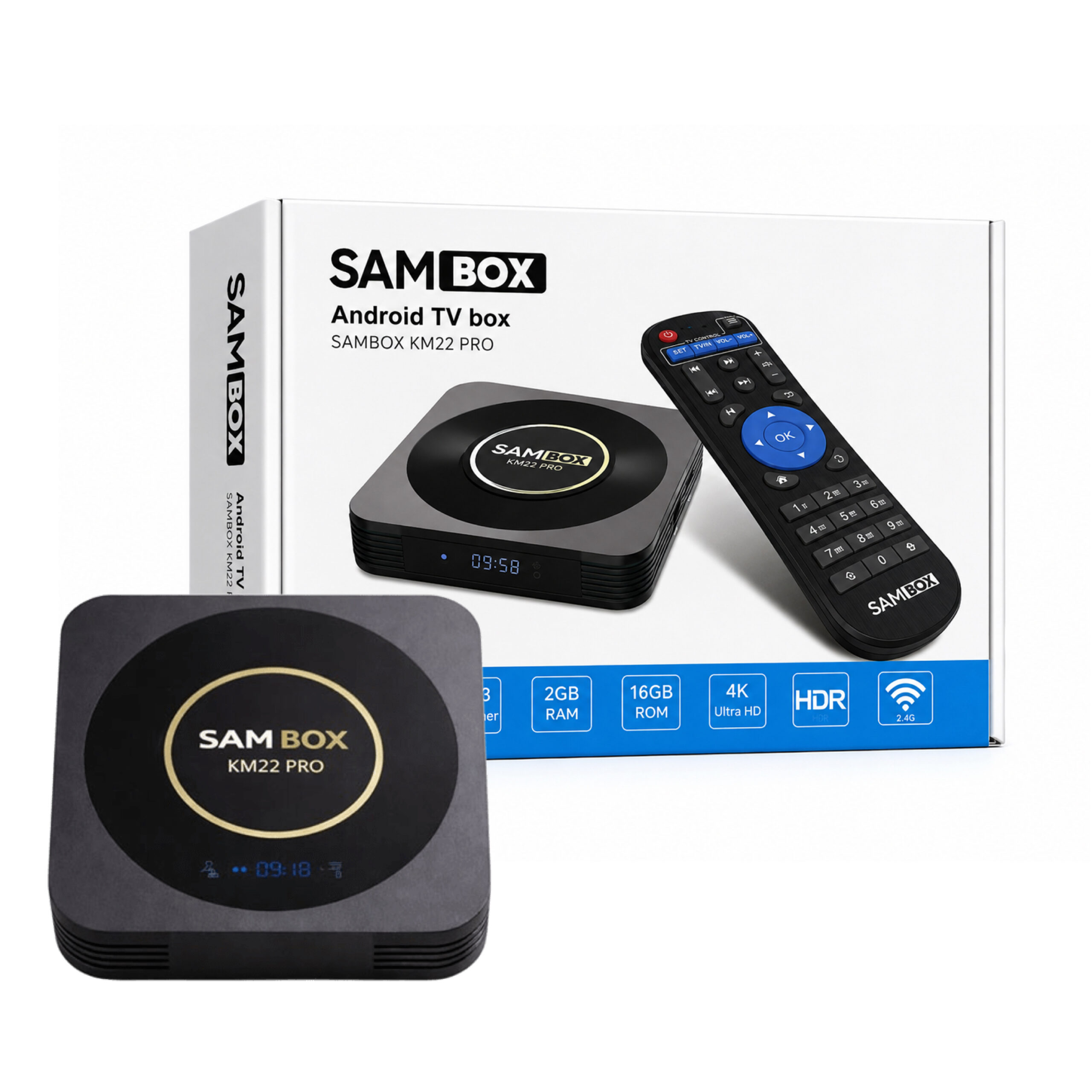 Box Android SAMBOX KM22 Pro + 12 Mois Alpha IPTV