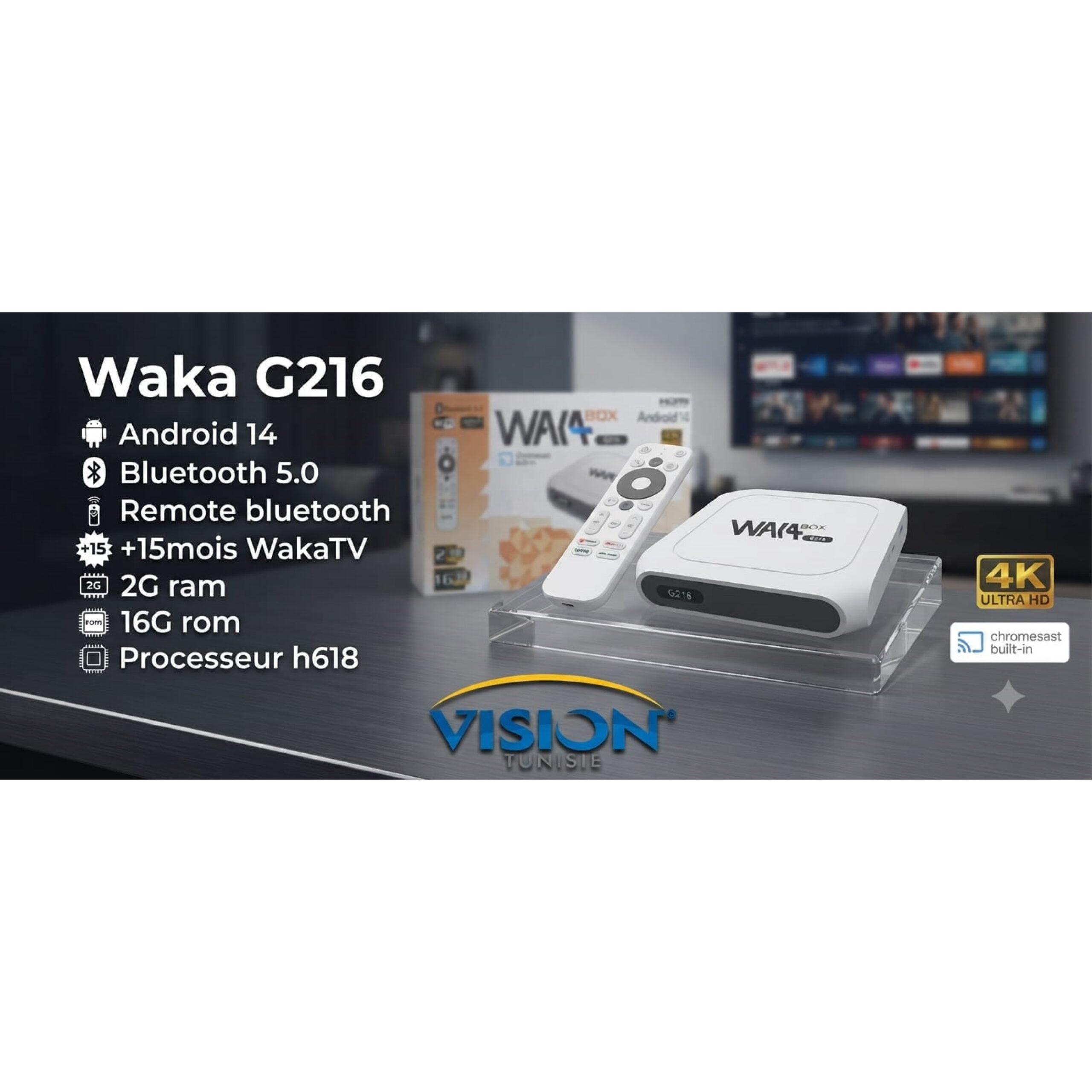Box Android WAKA BOX G216 + 15 Mois WAKA + Télécommande Bluetooth – Image 3