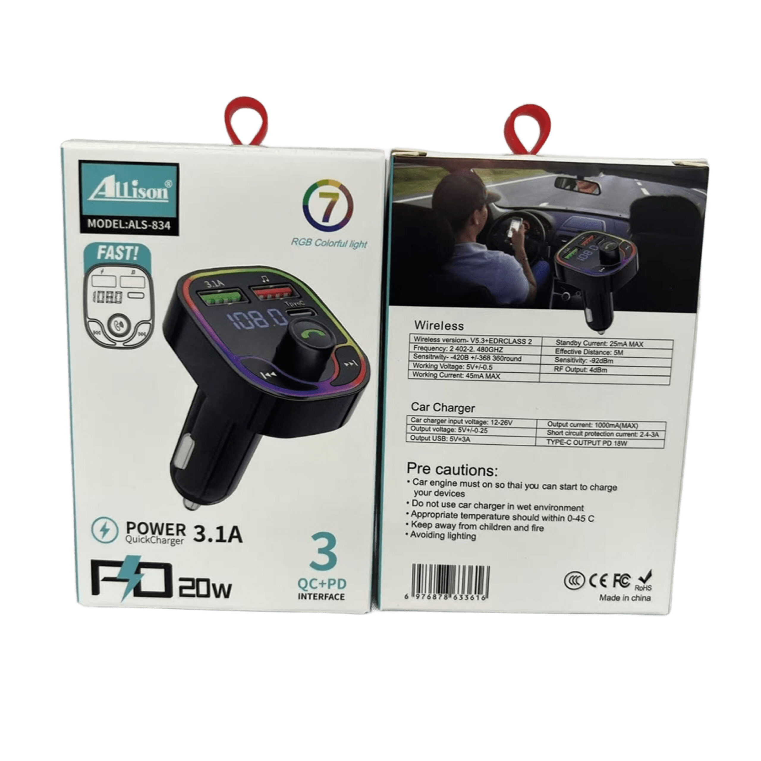 Chargeur Allume-Cigare ALLISON ALS-834 Quick Charge 3.1A – Image 2