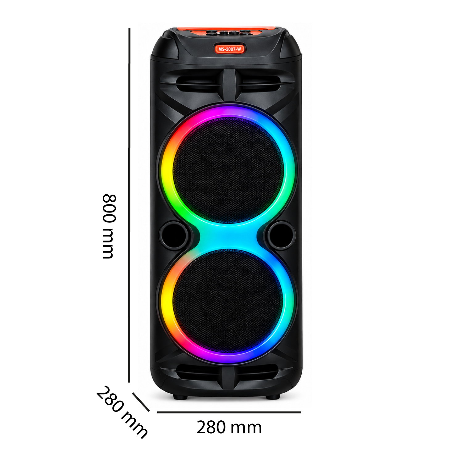 Enceinte Bluetooth Portable MS-2087BT-W Double 8" 24W TWS RGB avec Micro Sans Fil – Image 2