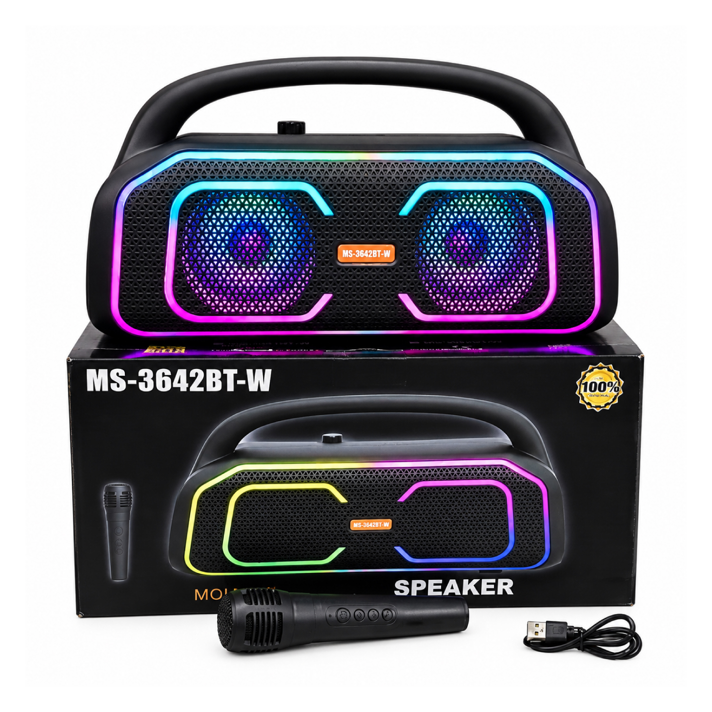 Enceinte Bluetooth Portable MS-3642BT-W 10W RGB avec Micro Sans Fil – Image 3