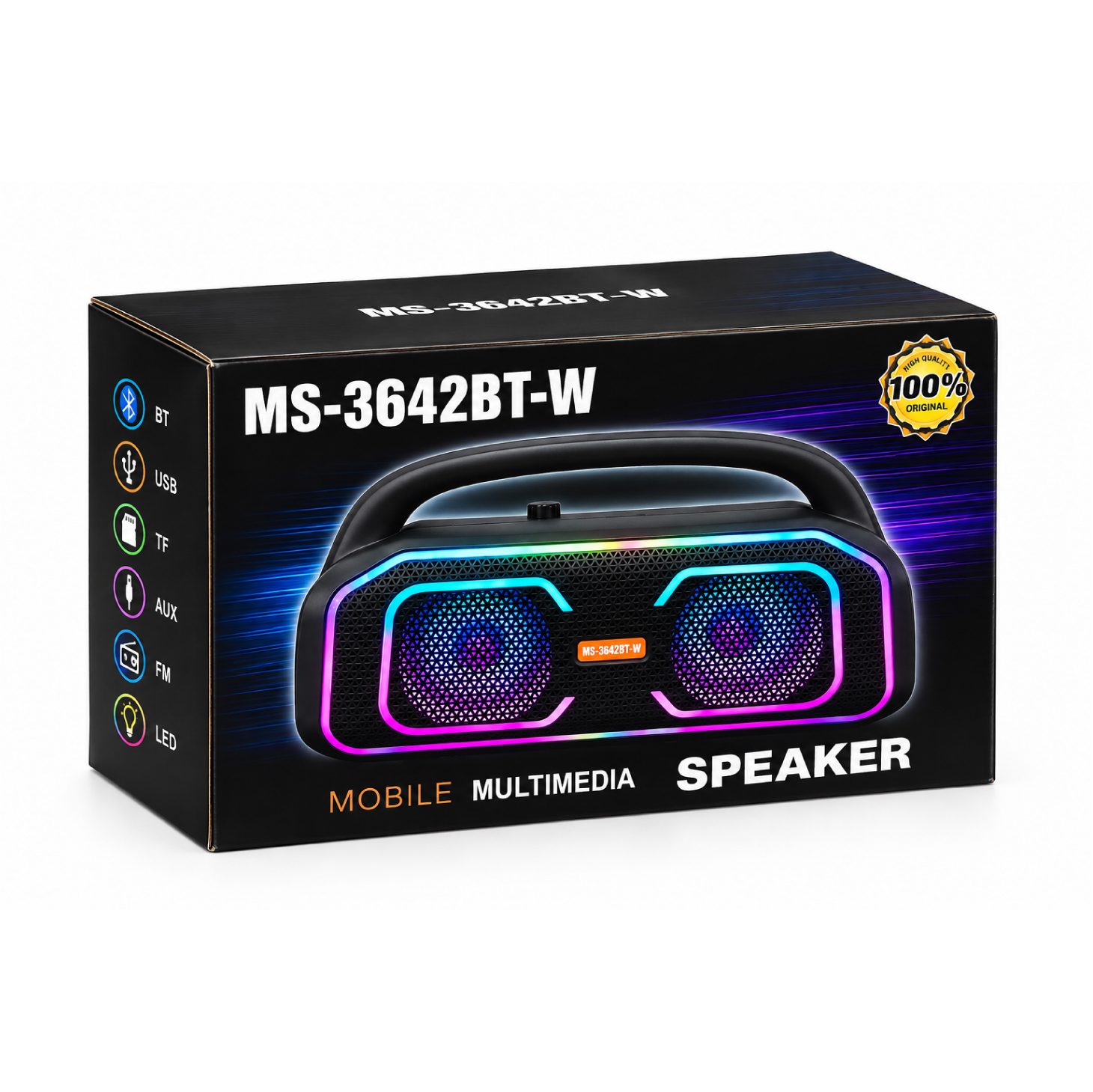Enceinte Bluetooth Portable MS-3642BT-W 10W RGB avec Micro Sans Fil – Image 4