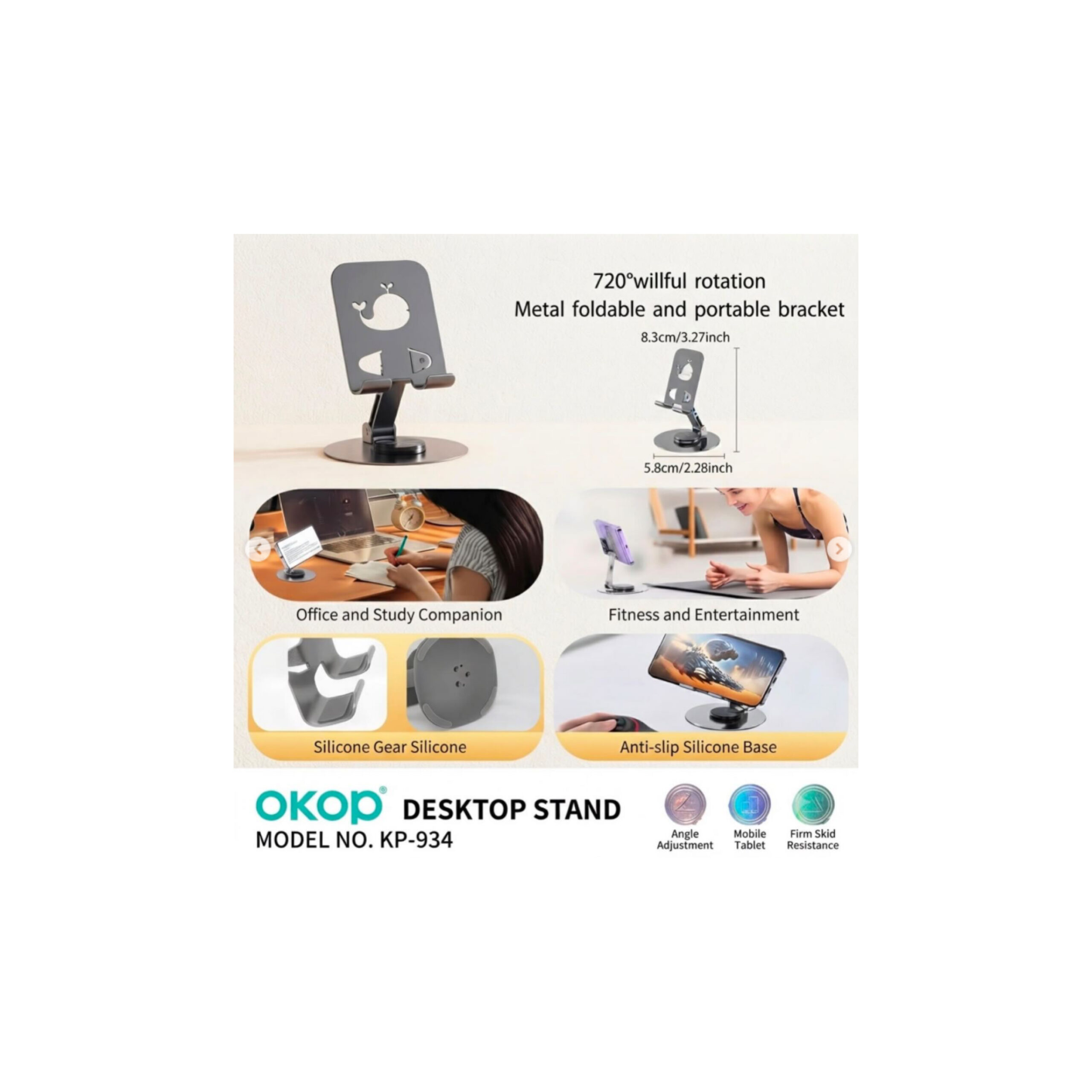 Support de Bureau pour Smartphone et Tablette OKOP KP-934 – Pliable 720° – Image 3
