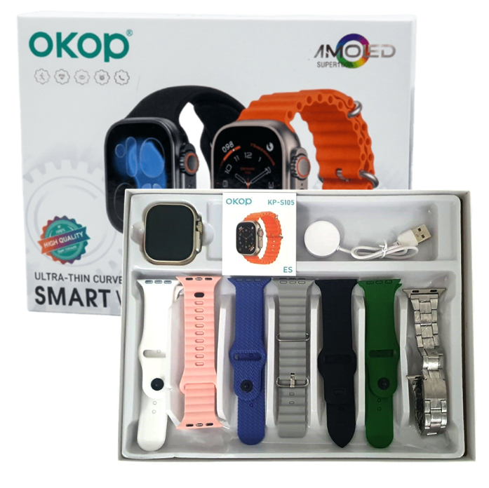 Montre Connectée OKOP KP-S105 AMOLED avec 7 Bracelets – Image 2