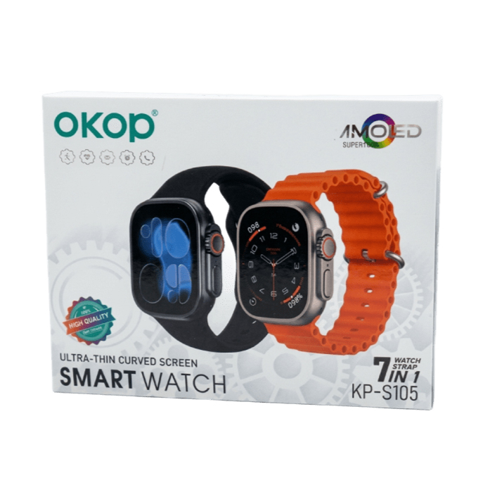 Montre Connectée OKOP KP-S105 AMOLED avec 7 Bracelets