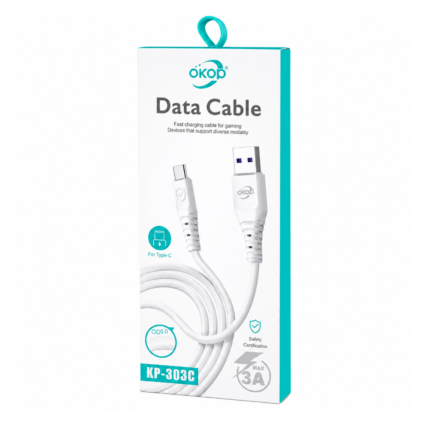 Câble USB-A vers USB-C OKOP KP-303C – Charge & Data 1m 3A