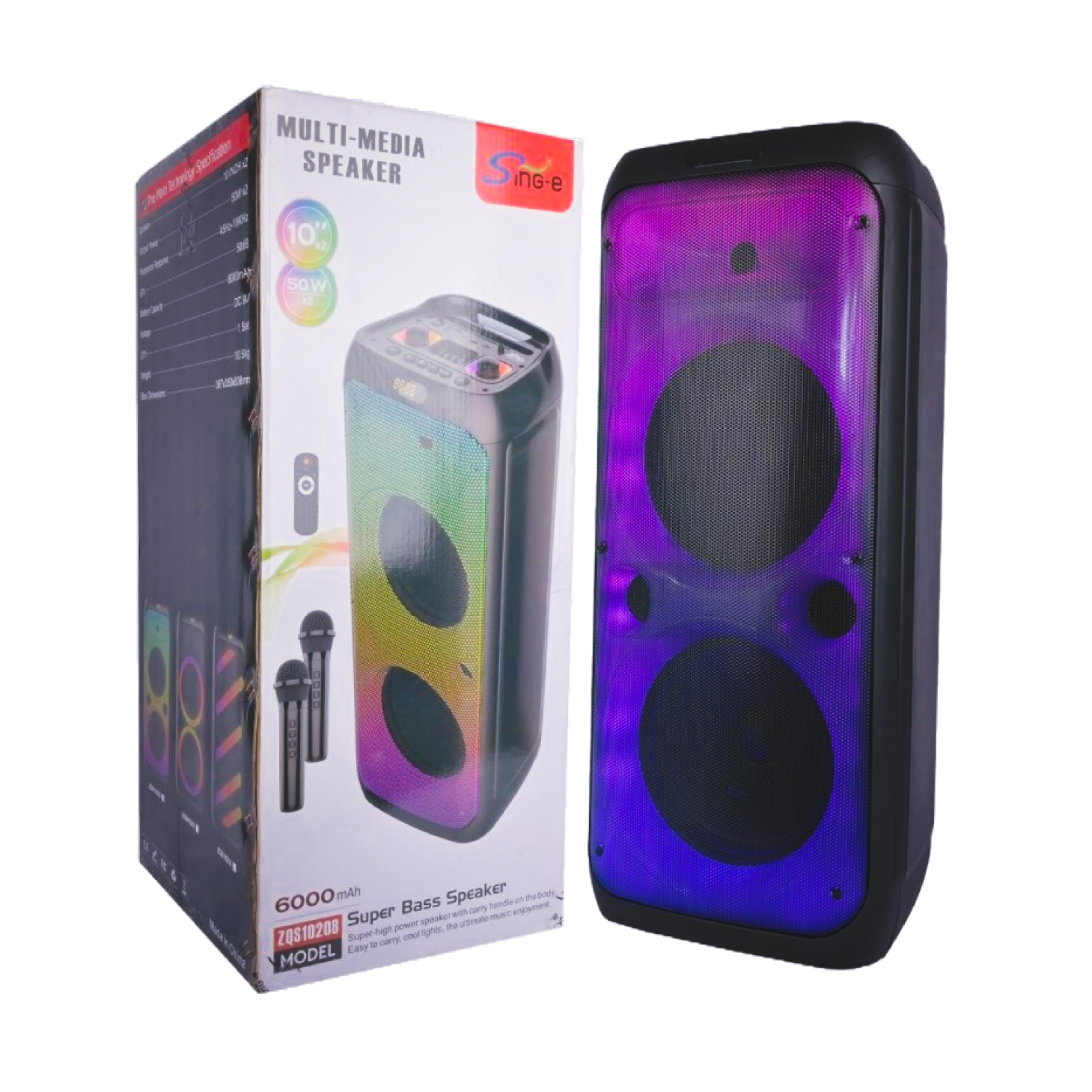 Enceinte Bluetooth SING-E ZQS10208 50W × 2 avec 2 Microphones Sans Fil – Image 4